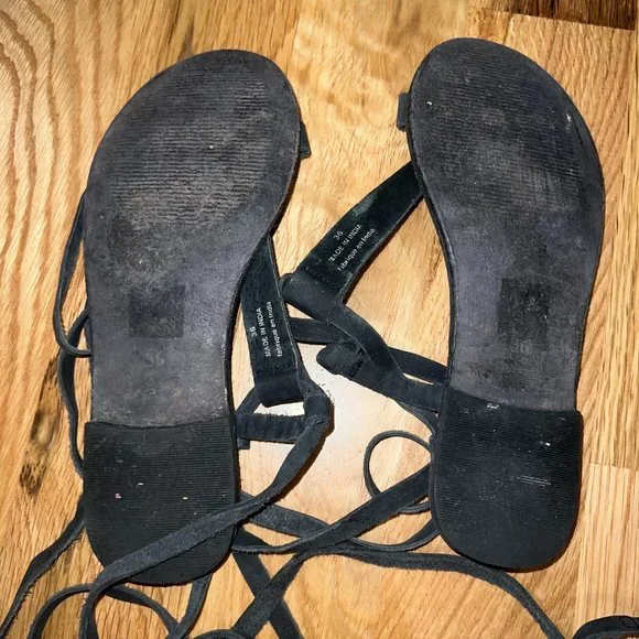 Black Tie Lace Up Sandals 6 - Picture 6 of 6